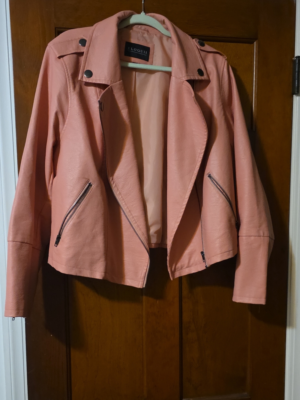 Eloquii Blush Pink Vegan Leather Moto Jacket